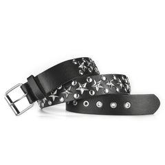 Women's Punk Style Rivet Belt Star Decor PU Leather Belt