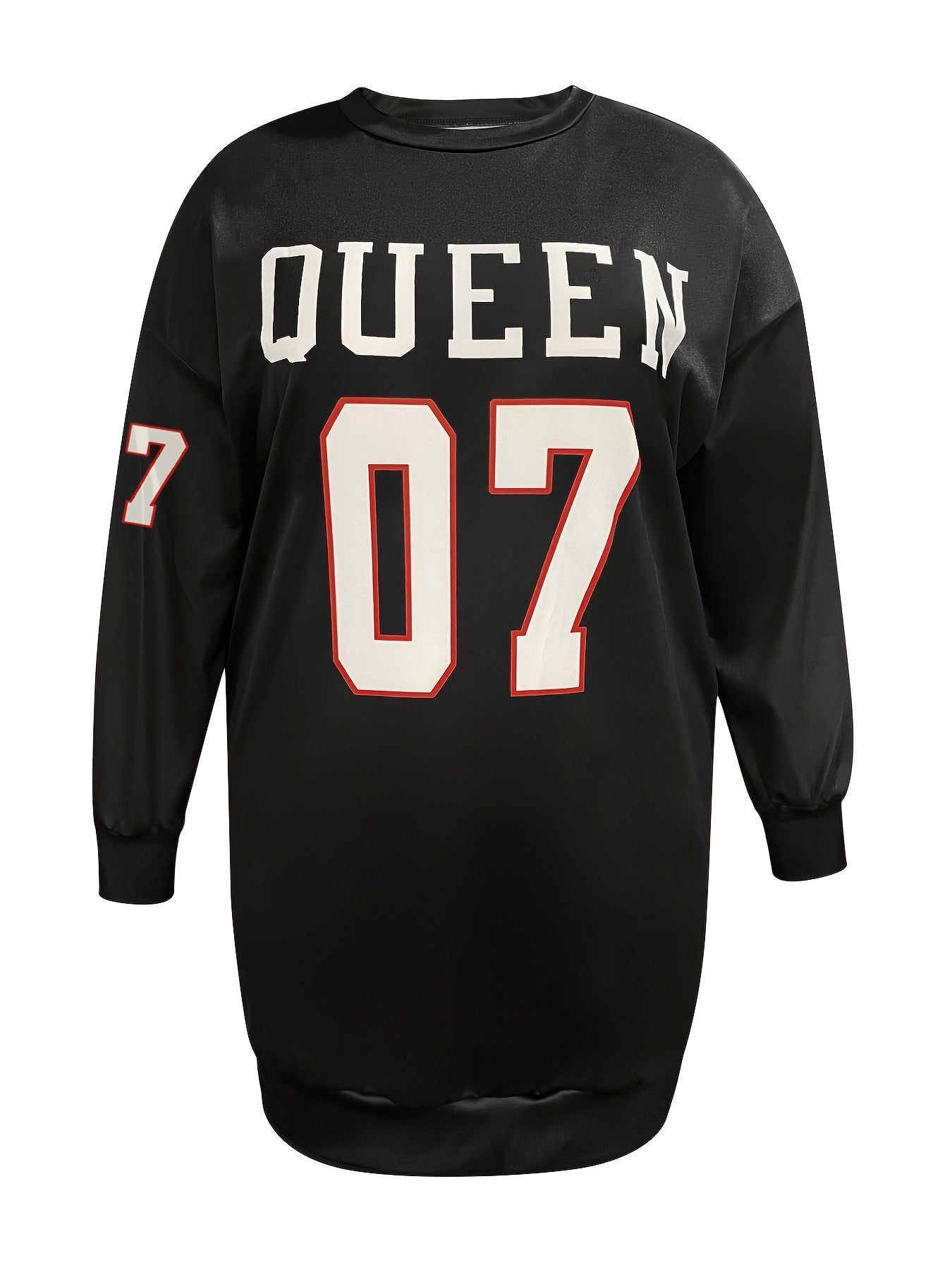  Casual Dress Women's Plus Letter & Number Print Tee Dress