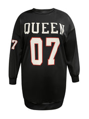  Casual Dress Women's Plus Letter & Number Print Tee Dress