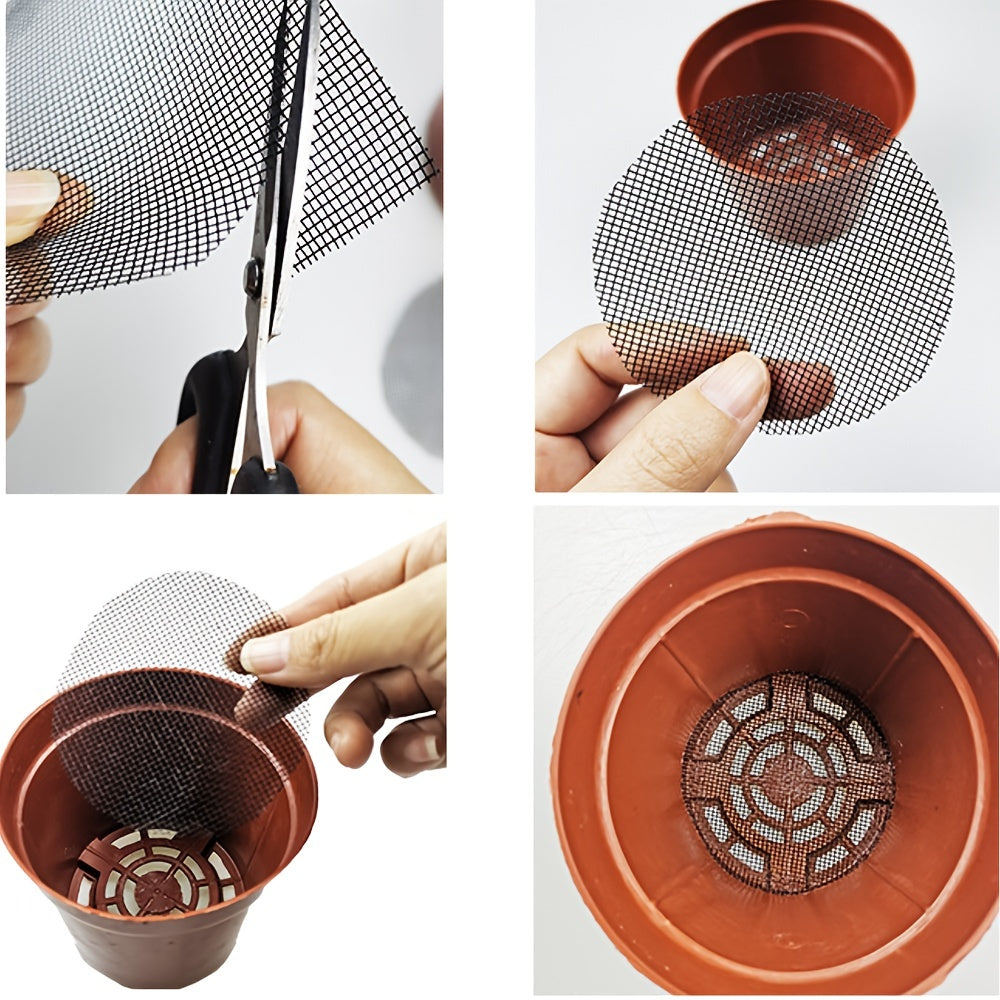 50pcs Bonsai Mesh Drainage Screens Flower Pot Hole Mesh Pad Square