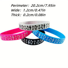 4pcs Music Note Silicone Bracelet Stylish Rubber Wristband