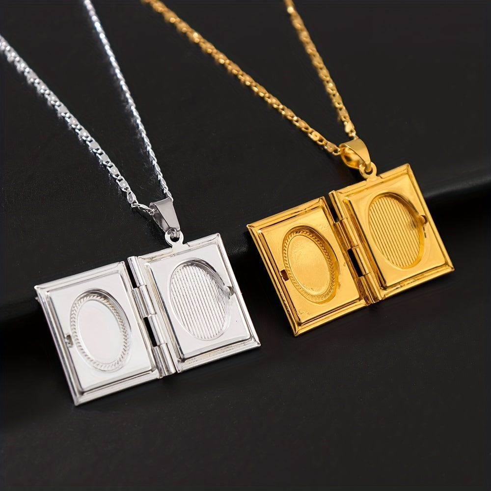 Men's Photo Box Pendant Necklace Casual Jewelry Plated