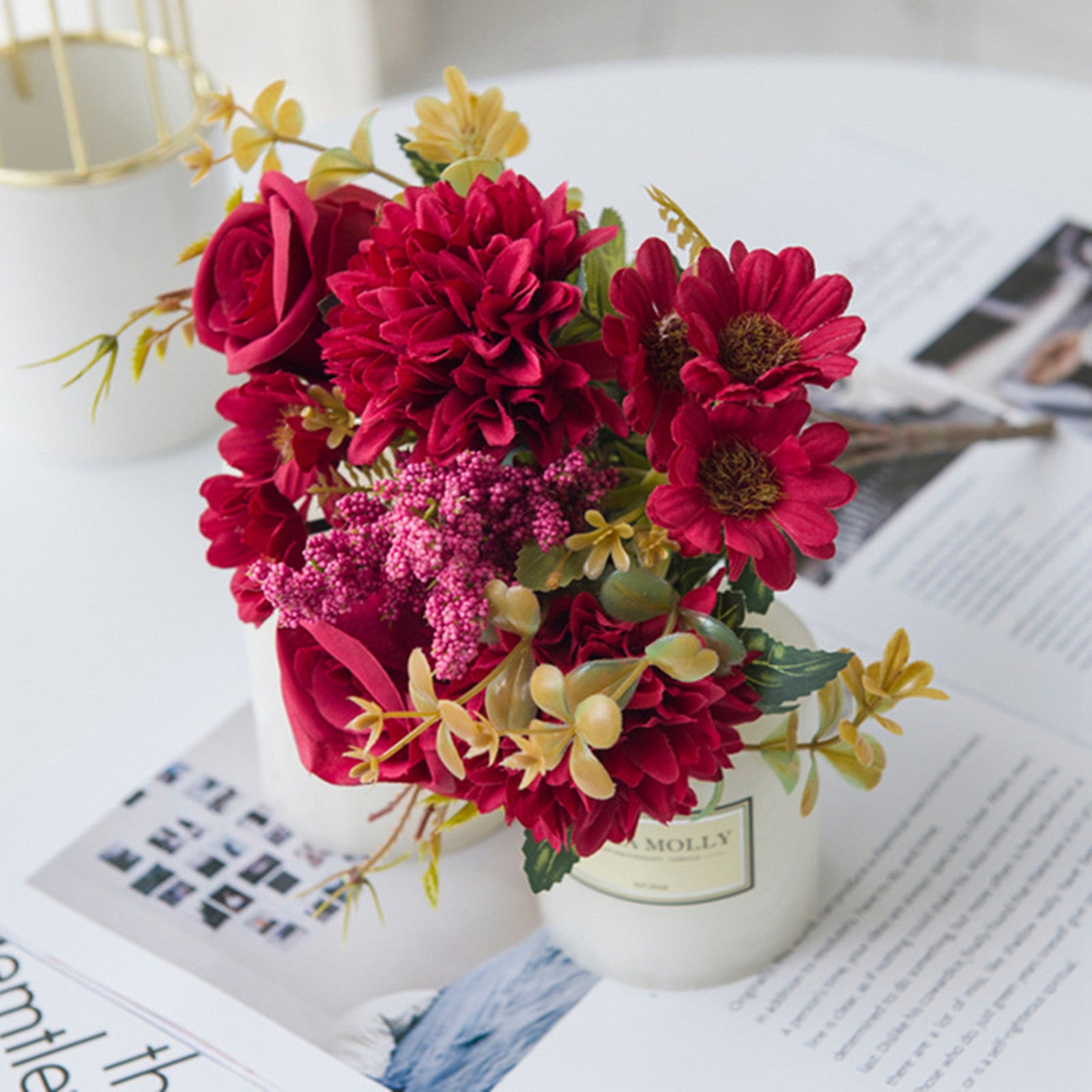 Boho Wedding Table Centerpiece Fabric Flowers for Farmhouse Home and Wedding