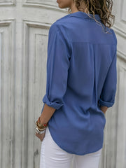  Solid Long Sleeve Button Up Shirt