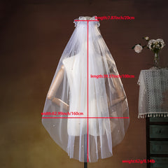 Bride's Wedding Dress Accessories with Pearls & Short Bow Headscarf
