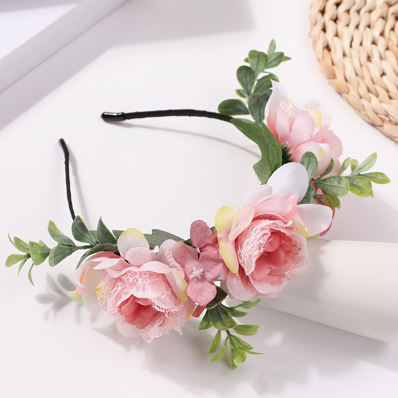 Boho Flower Decor Headband Bridal Hair Band for Wedding