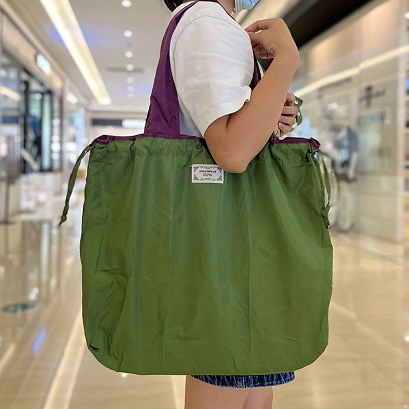 Large Capacity Reusable Grocery Bag Foldable Drawstring Storage Bag