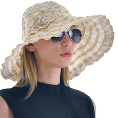 Women Foldable Outdoor Sun Hat Ruffles UV Protection Travel Beach Hat