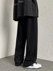 Men's Drawstring Waist Straight Pants for Autumn and Winter