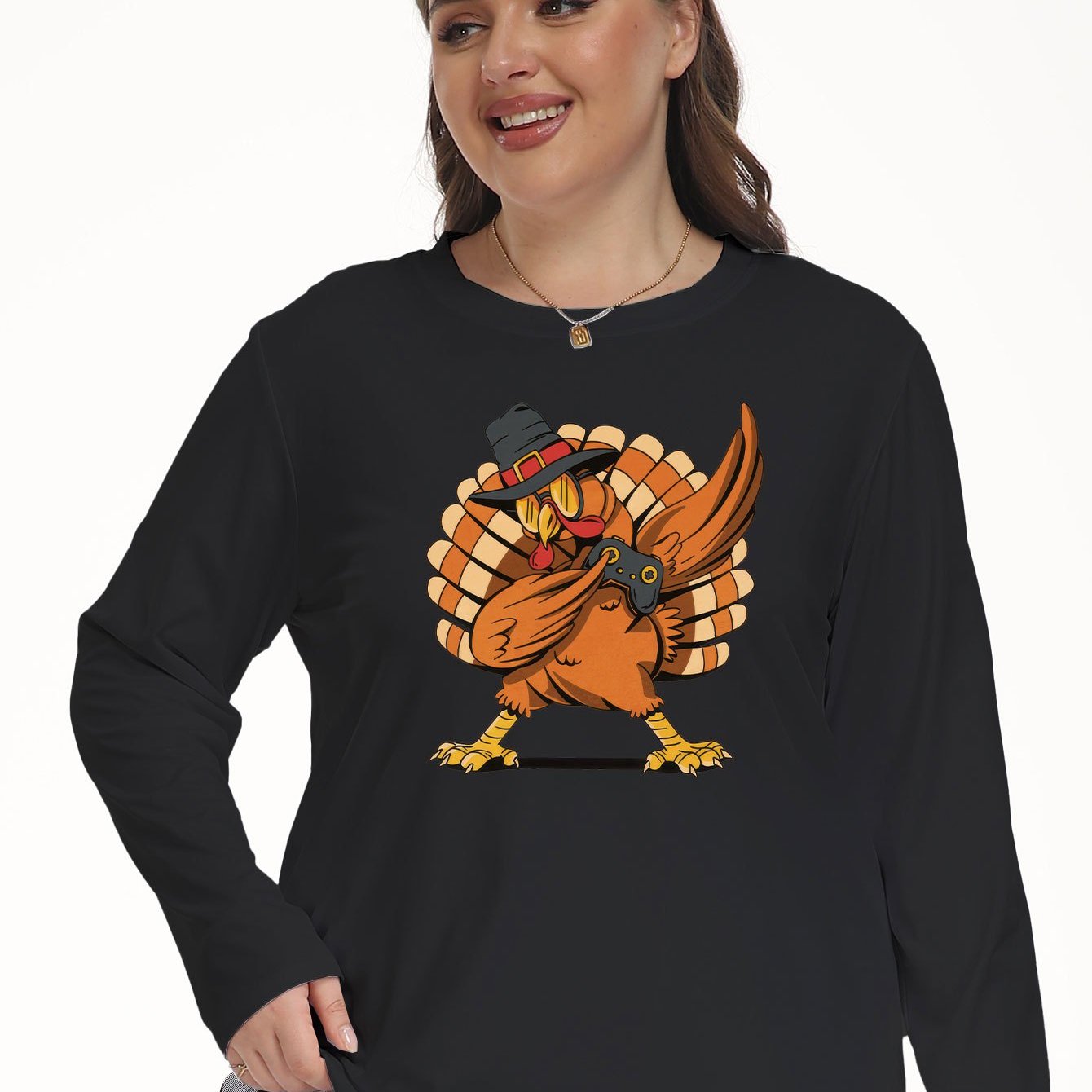  Funny Turkey Print Long Sleeve Lounge Top