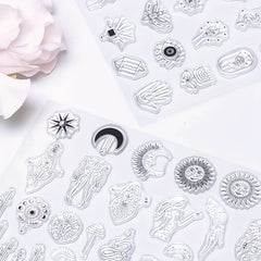 3pcs Art Pattern Transparent Stamps Abstract Art For Card Making