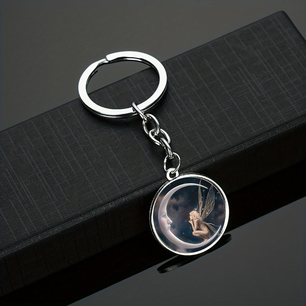 Moon Fairy Keychain Fantasy Key Ring Purse Bag Charm Earbud Case Accessory