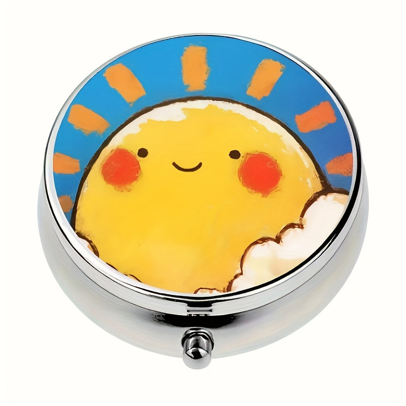 Smiling Sun Metal Medicine Box 3 Compartment Pill Organizer