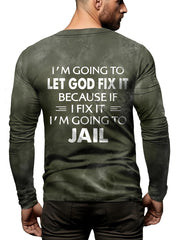 Letters Print Men's Long Sleeve Novelty T-shirt for Autumn