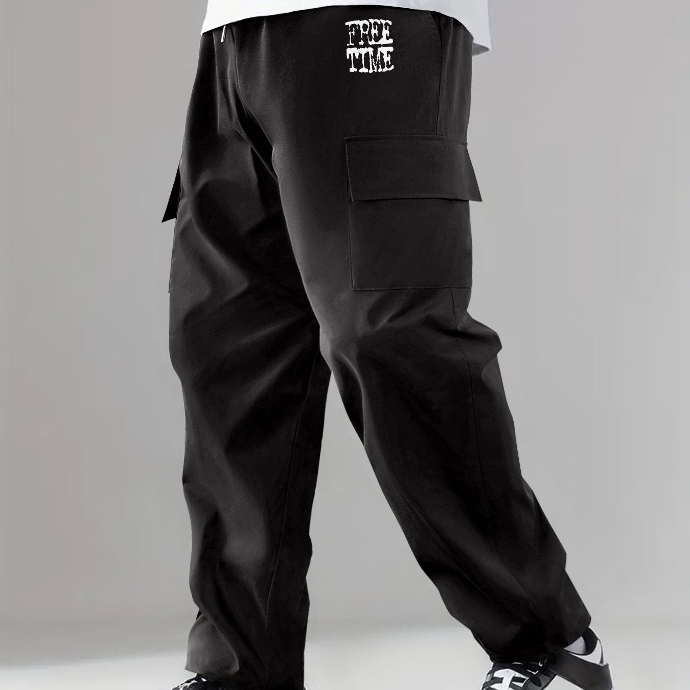 Flap Pocket Cargo Pants Men Loose Outdoor Work Trousers