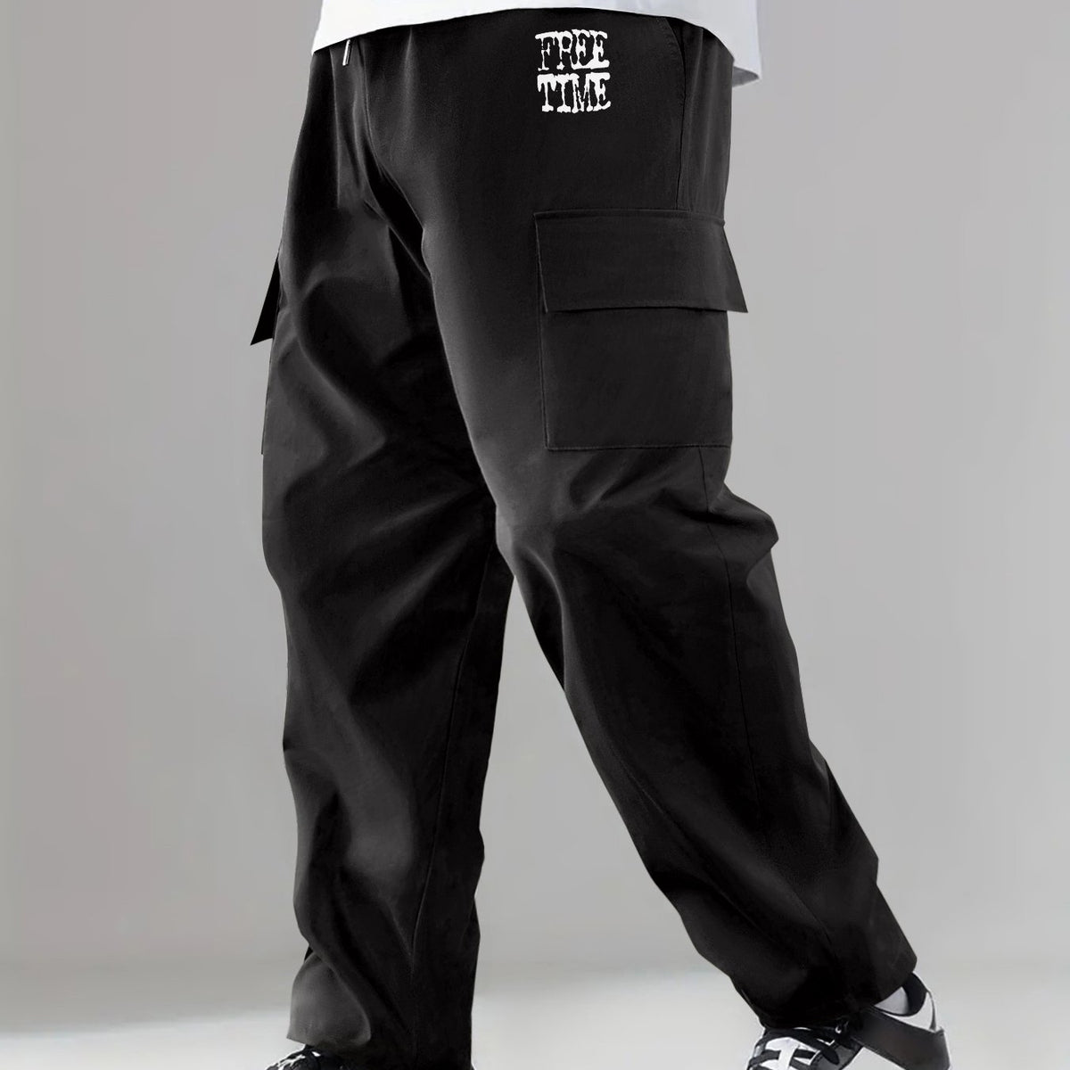 Flap Pocket Cargo Pants Men Loose Outdoor Work Trousers