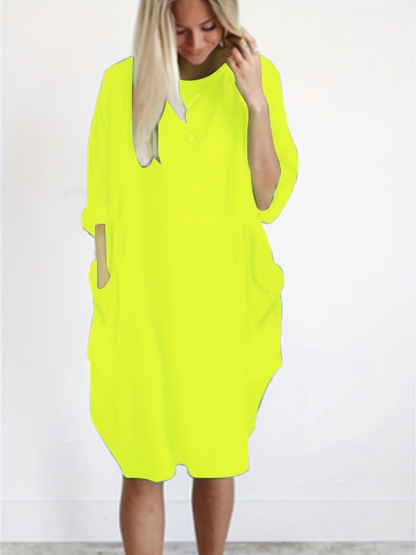  Casual Dress Women's Plain Short Sleeve Loose Dress
