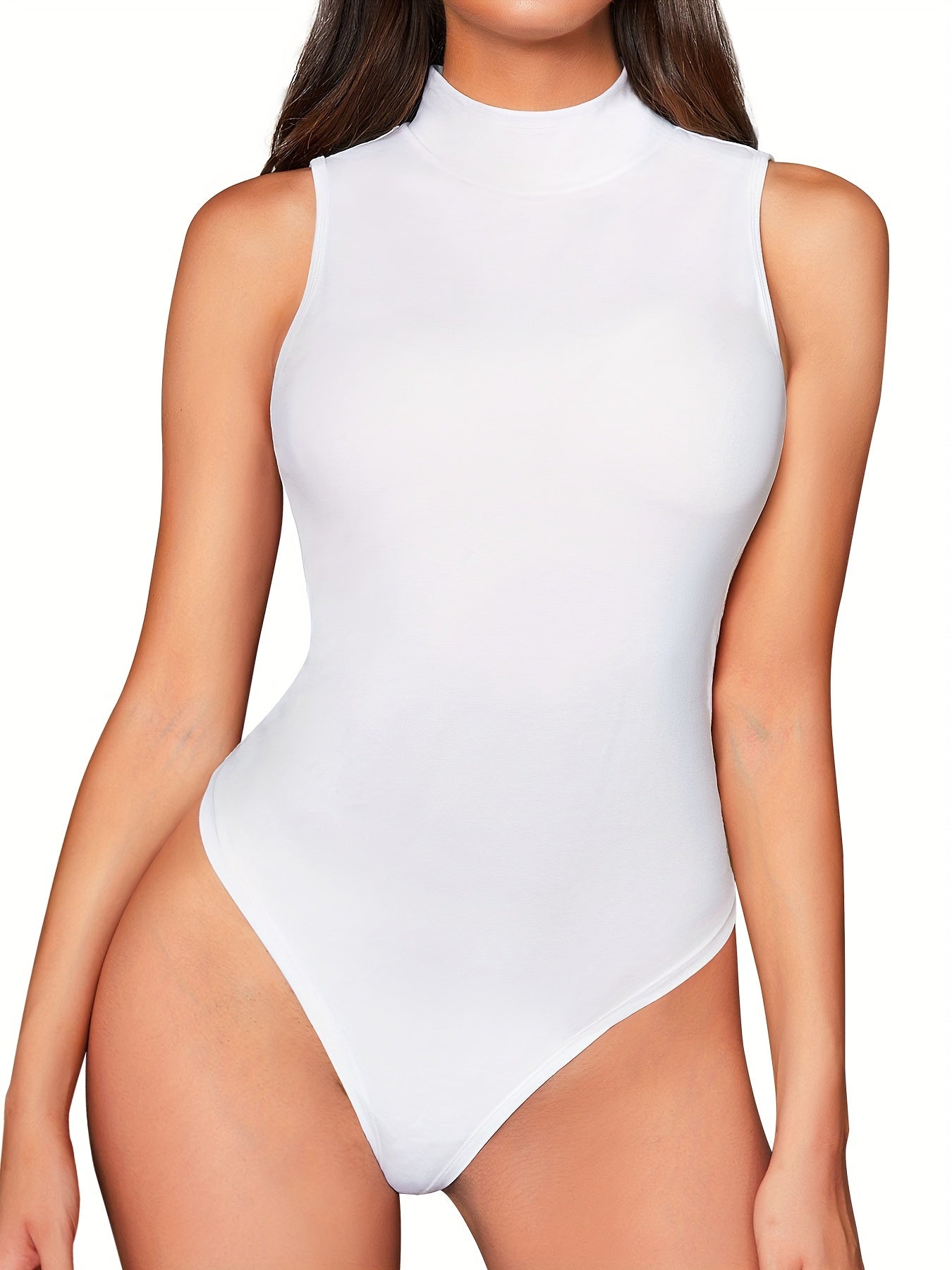 Turtleneck Tank Bodysuit Seamless Shapewear Bodycon Lingerie