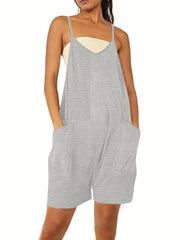 Sleeveless V-Neck Pocket Jumpsuit for Women