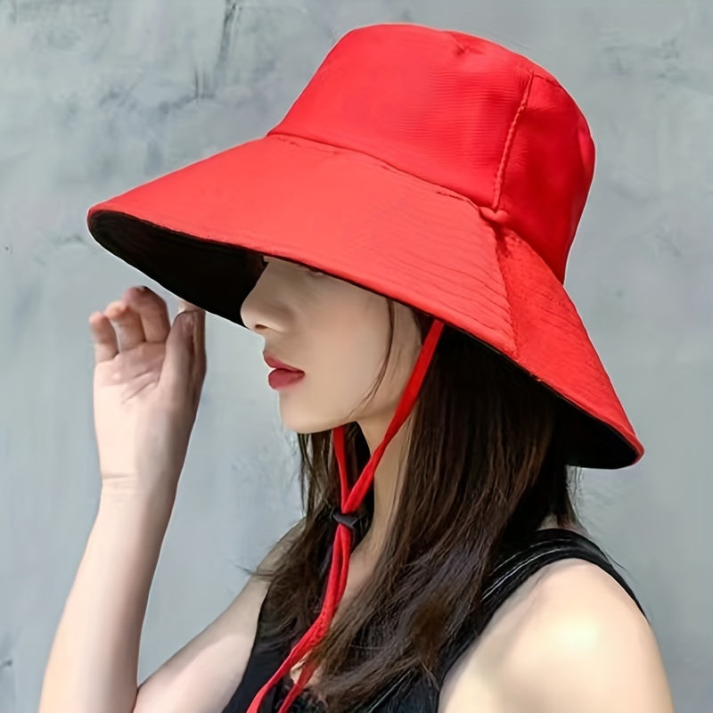 Reversible Double Sun Hat Wide Brim Bucket Hat UV Protection Sunscreen