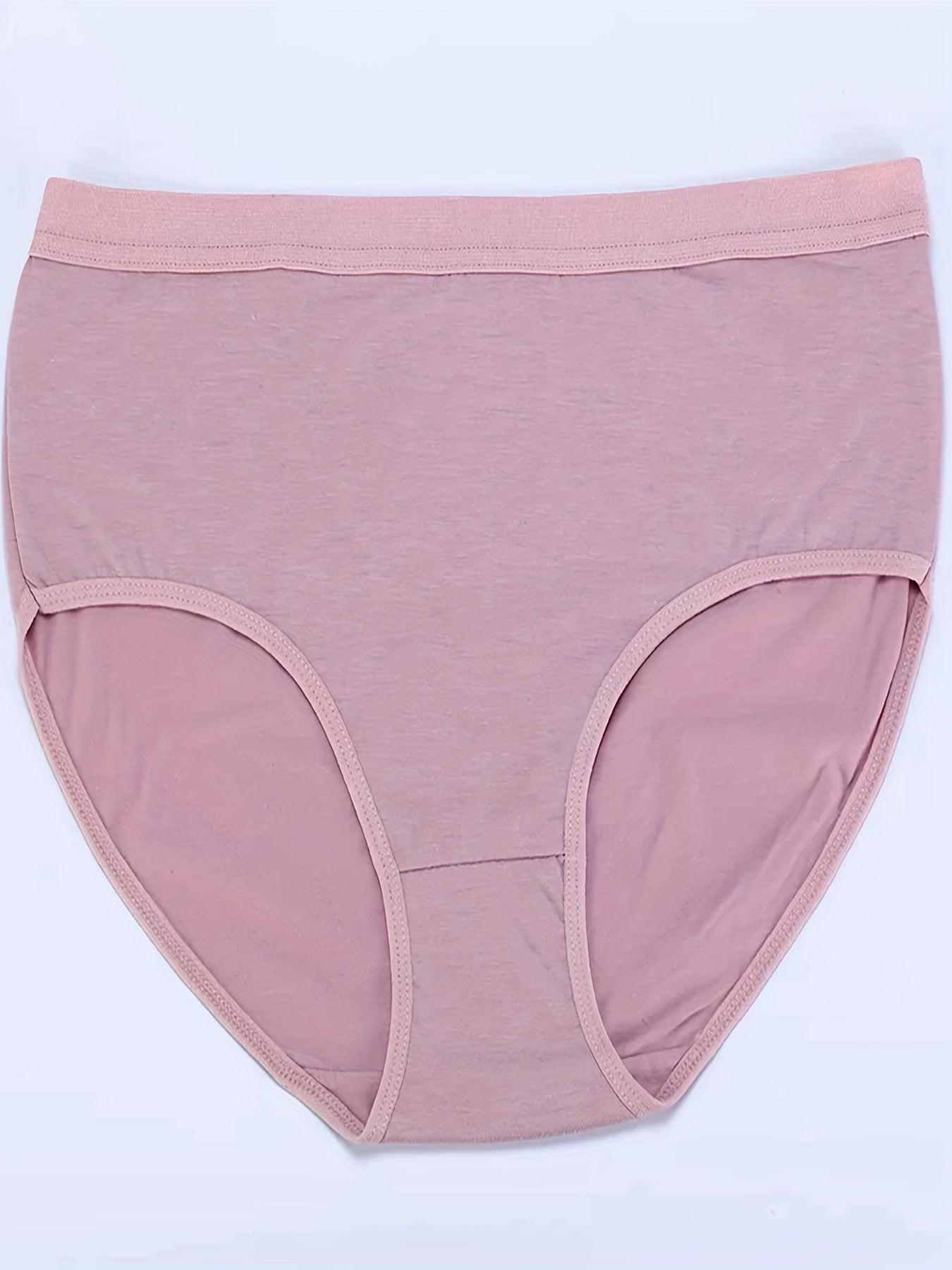 4 Pack Plus Size Basic Panties Set Women's Plus Solid Mid Waist