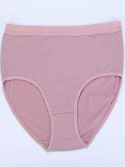 4 Pack Plus Size Basic Panties Set Women's Plus Solid Mid Waist