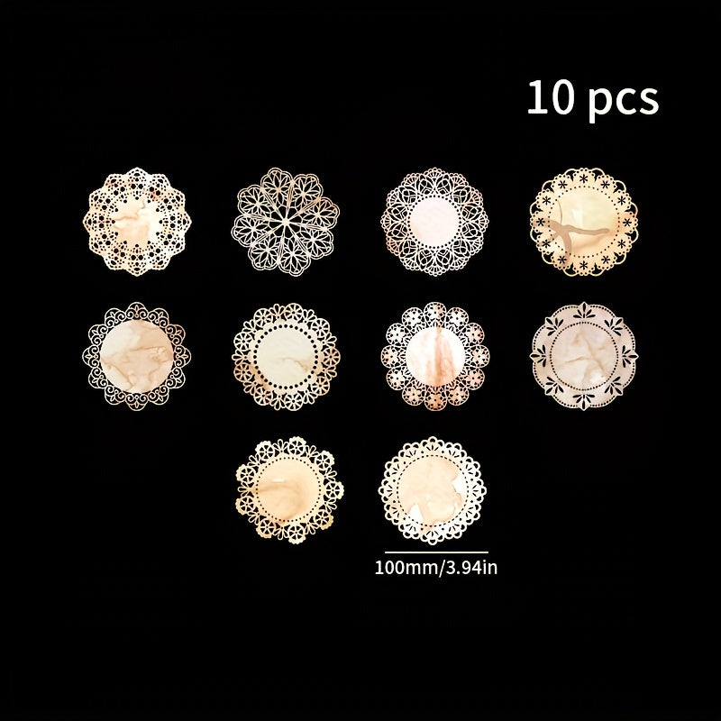 10pcs Traces of the Past Series Material Pack Retro Hollow Lace Journal Decor