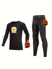 Kids Compression Fleece Sets Sun Pattern Pullover & Waistband