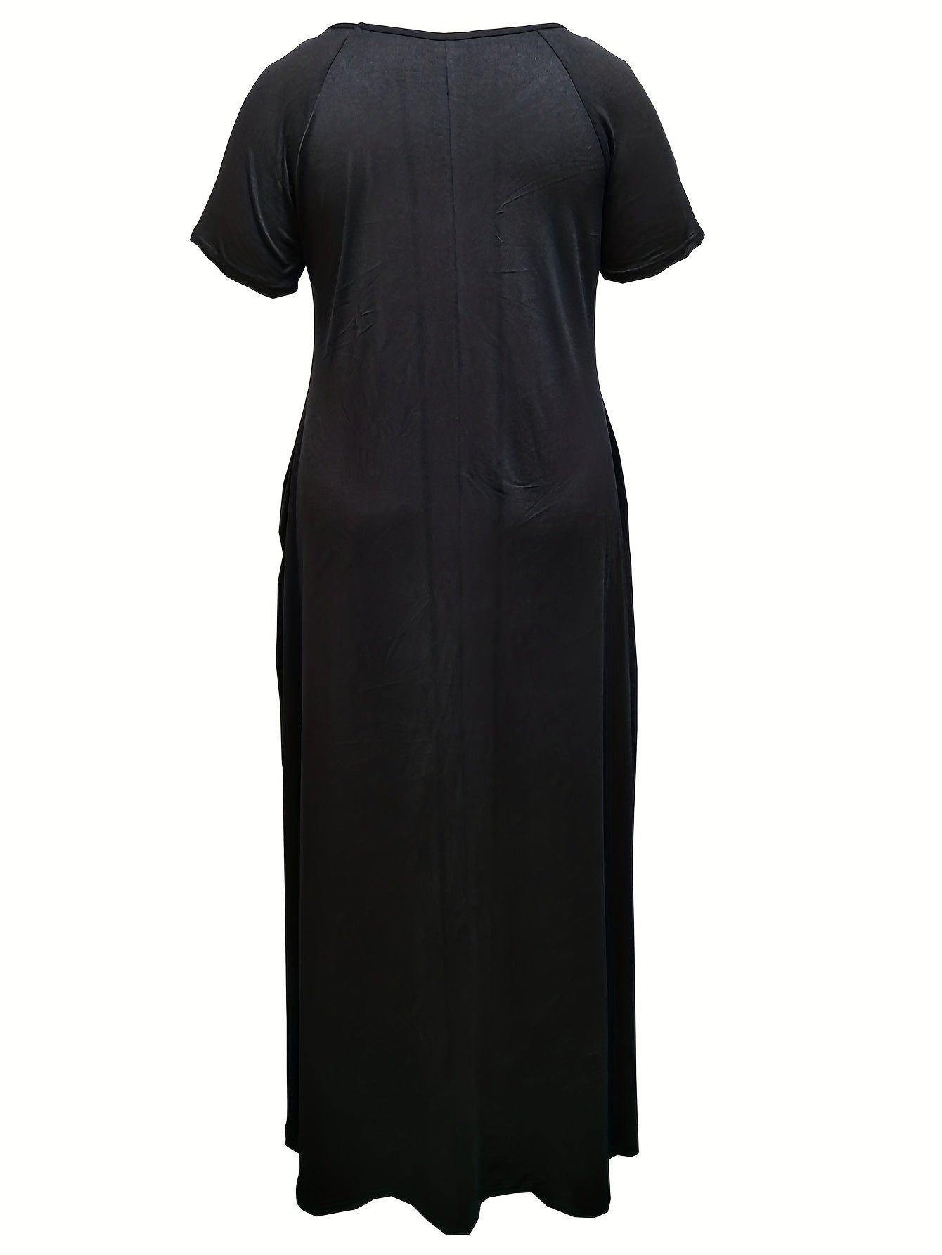  Casual Dress Women's Plus Letter Print Short Sleeve V Neck Medium