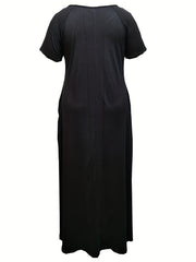 Casual Dress Women's Plus Letter Print Short Sleeve V Neck Medium