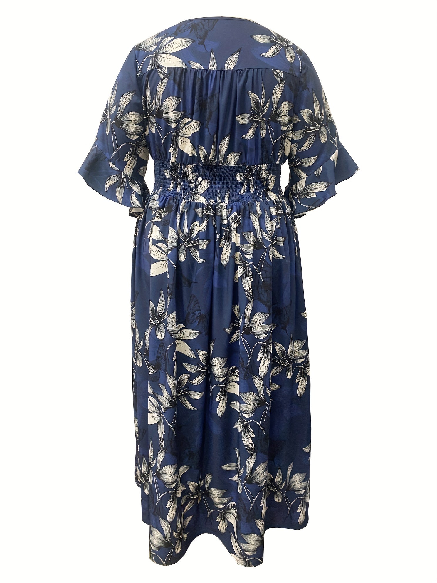  Floral Print Half Sleeve Maxi Dress