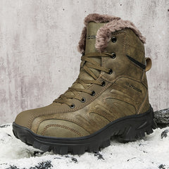 Men's Outdoor Snow Boots Leather Warm Winter Hiking Boots