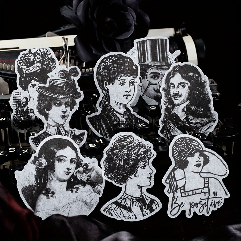 30 Sheets Retro Characters DIY Decoration Stickers - 6 Styles