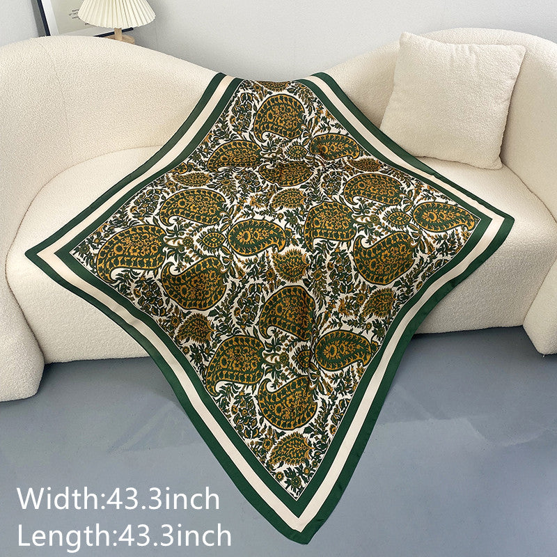 Women's Large Satin Square Scarf Silk Neckerchief Accessory