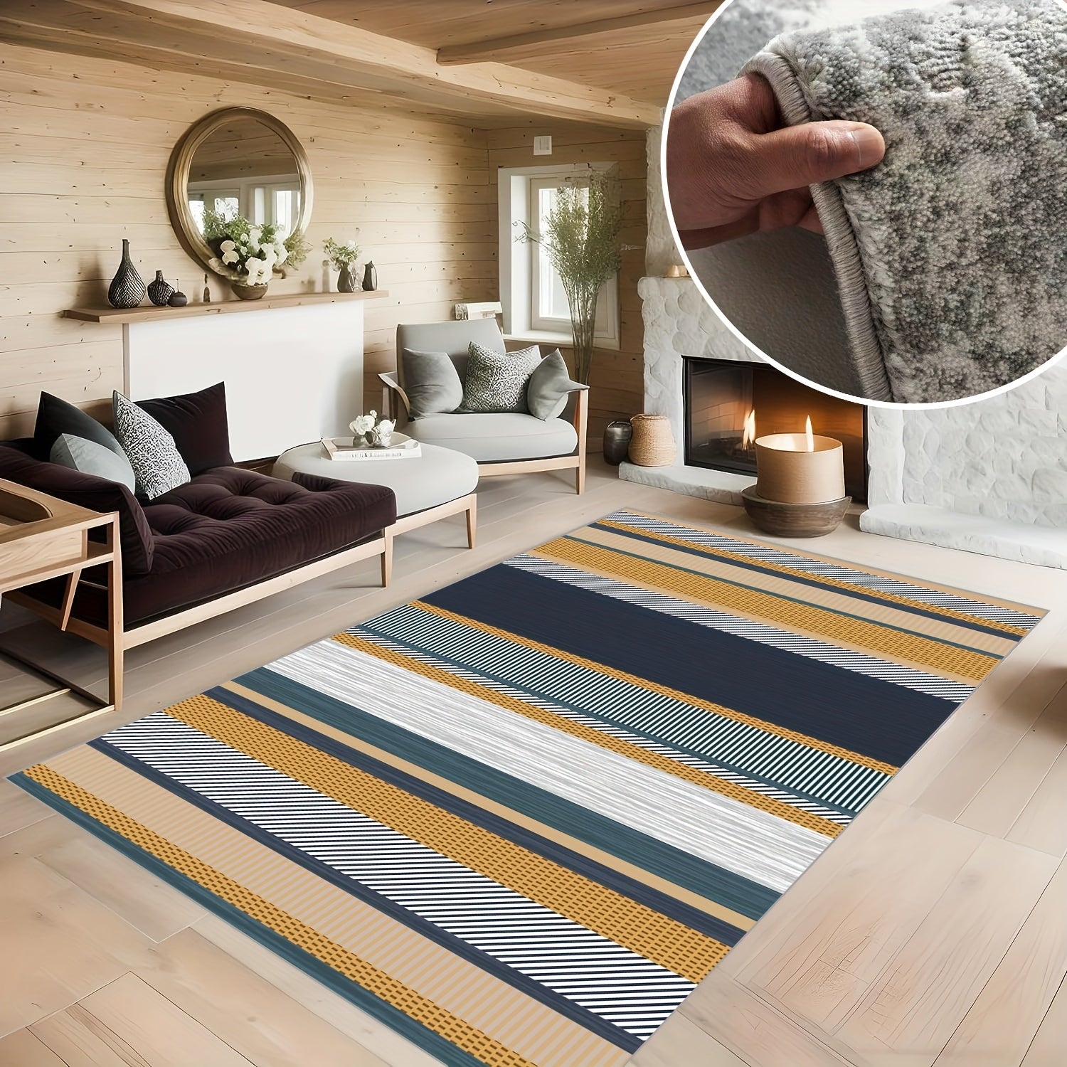 Geometric Lines Large Rug for Living Room Sofa Bedroom Kitchen Home Office