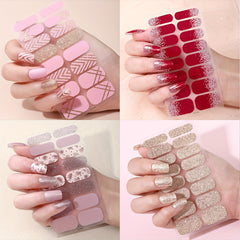 Flower Glitter Nail Wraps Self Adhesive Gel Strips