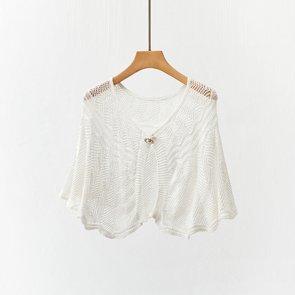 Solid Hollow Shawl Casual Knitting Scarf Inelastic Sunscreen Shawl