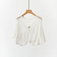 Solid Hollow Shawl Casual Knitting Scarf Inelastic Sunscreen Shawl