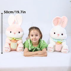 Fluffy Bunny Plush Toy Soft Rabbit Stuffed Animal Carrot Eyes