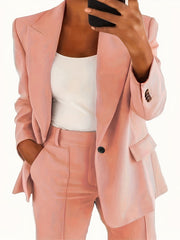  Women's Solid Lapel Collar Blazer