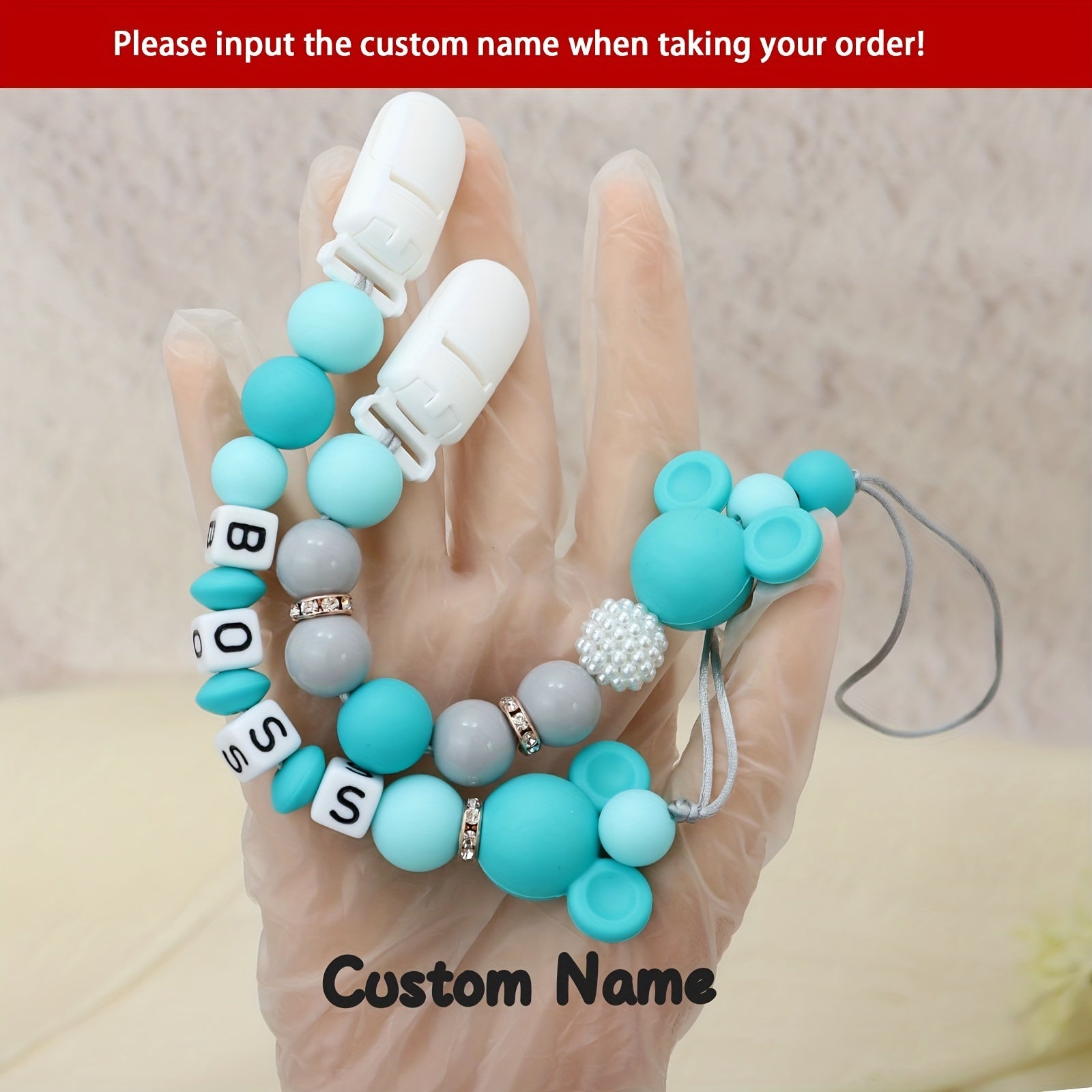 2pcs Personalized Pacifier Clips Customized Dummy Chain Gift