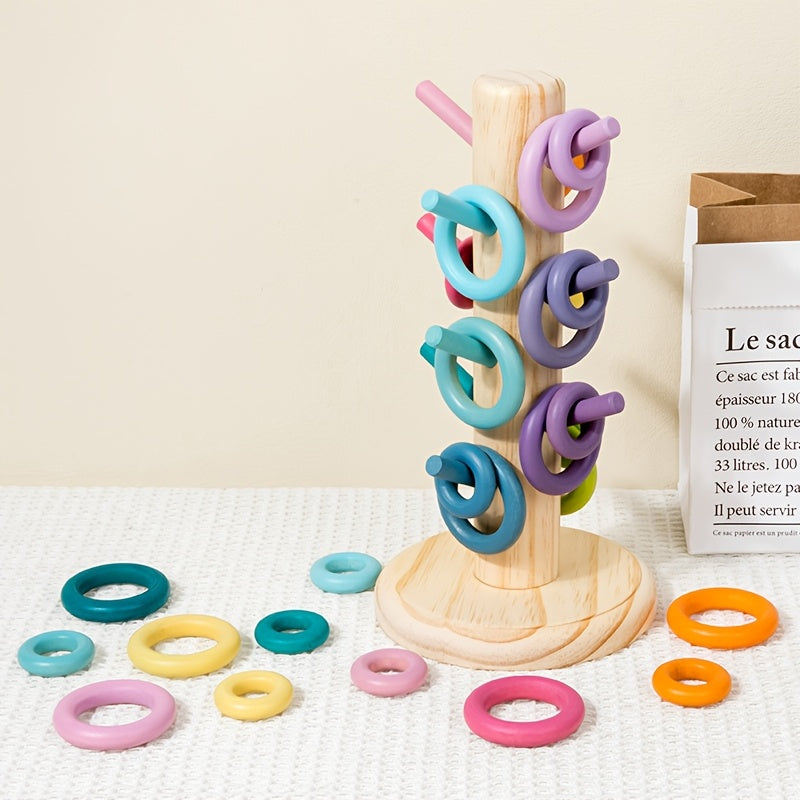 Rainbow Wooden Counting Tree Toy Educational Game Learning Toy