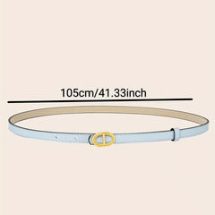 Vintage Oval Buckle PU Belt Solid Waistband Classic Jeans Pants Belt