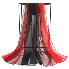 Women Silk Scarf Long Gradient Sun Protection Beach Shawl