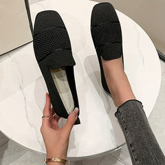 Women's Square Toe Loafers Breathable Flat Shoes Soft Sole Summer Walking Shoes