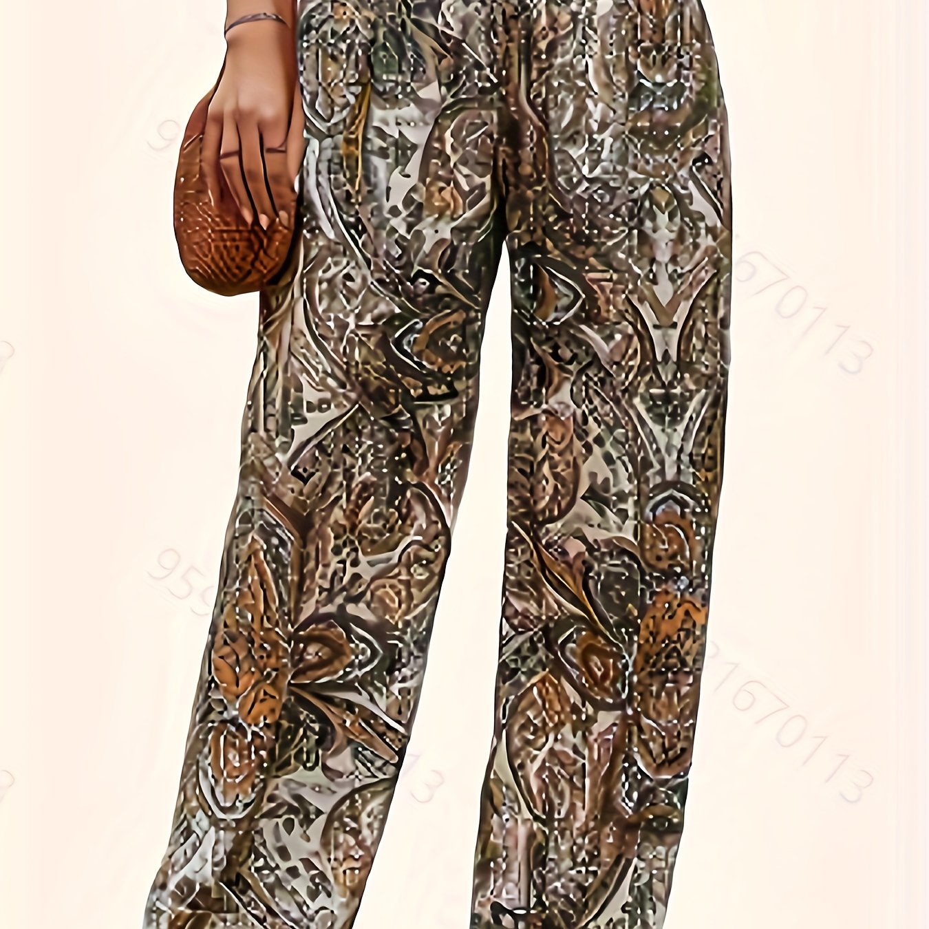  Paisley Print Shirred Waist Lantern Trousers