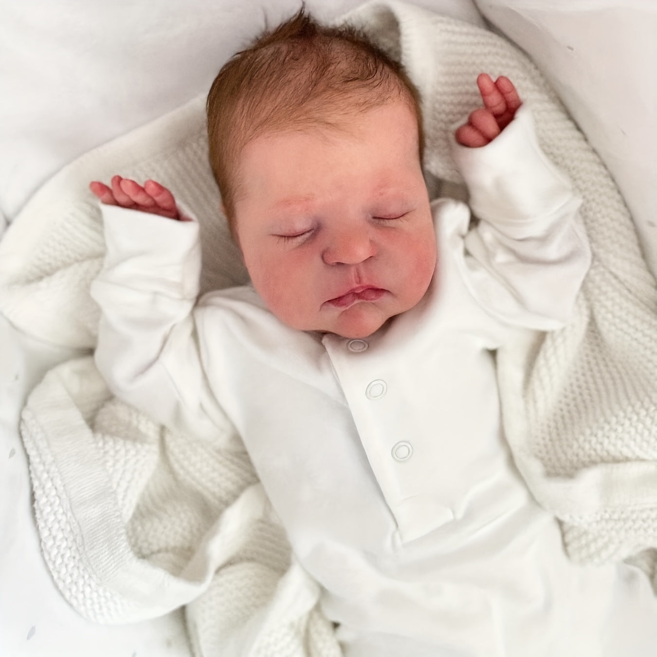 19" Simulation Reborn Doll Sleeping Baby Soft Cloth Body Implanted Hair