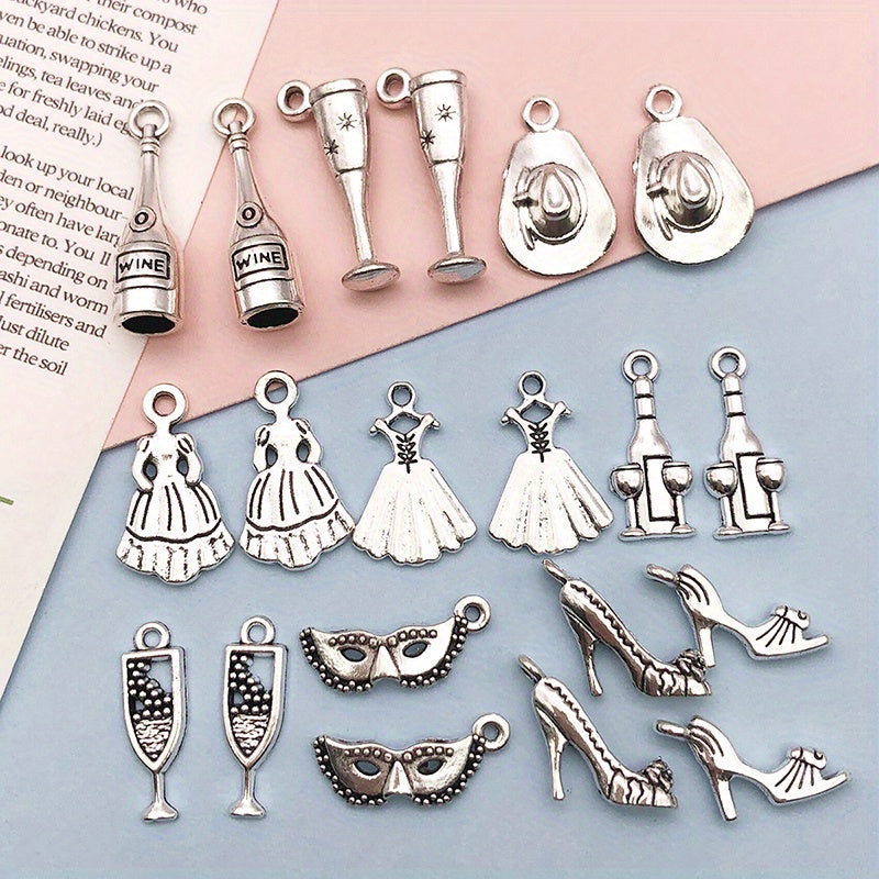 20pcs Antique Silver Key Shape Charms Pendants for DIY Necklace Bracelets