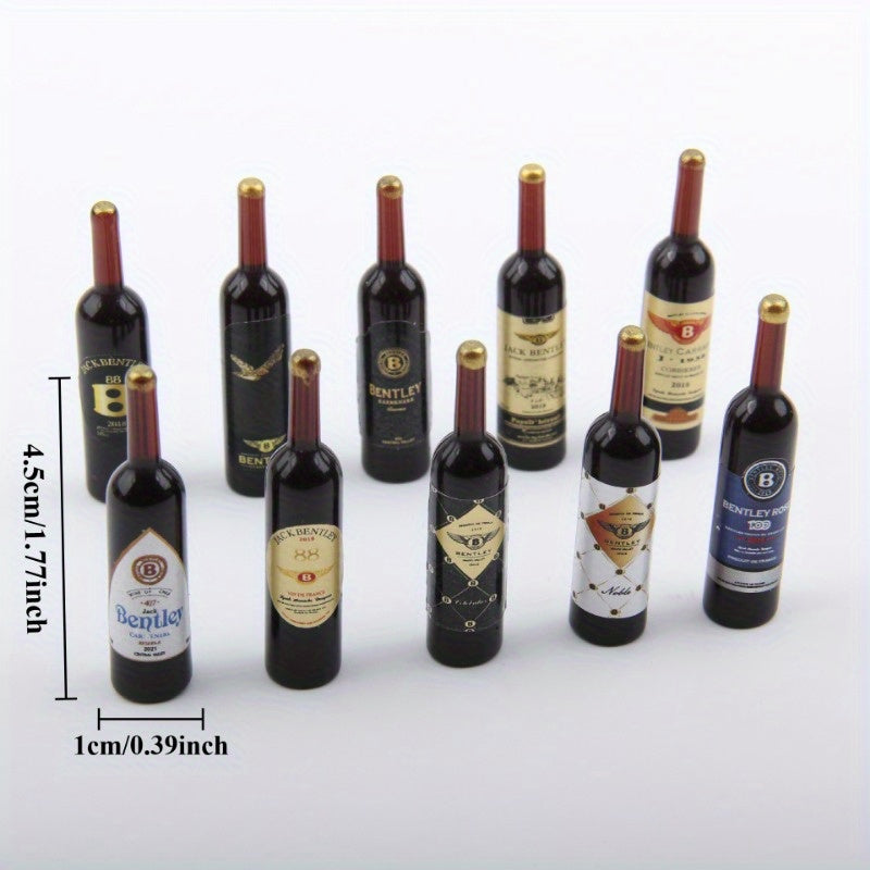 10pcs Realistic Wine Bottles for Dollhouse Diorama Decor Model Train Sets