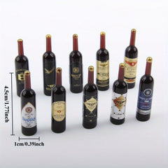 10pcs Realistic Wine Bottles for Dollhouse Diorama Decor Model Train Sets